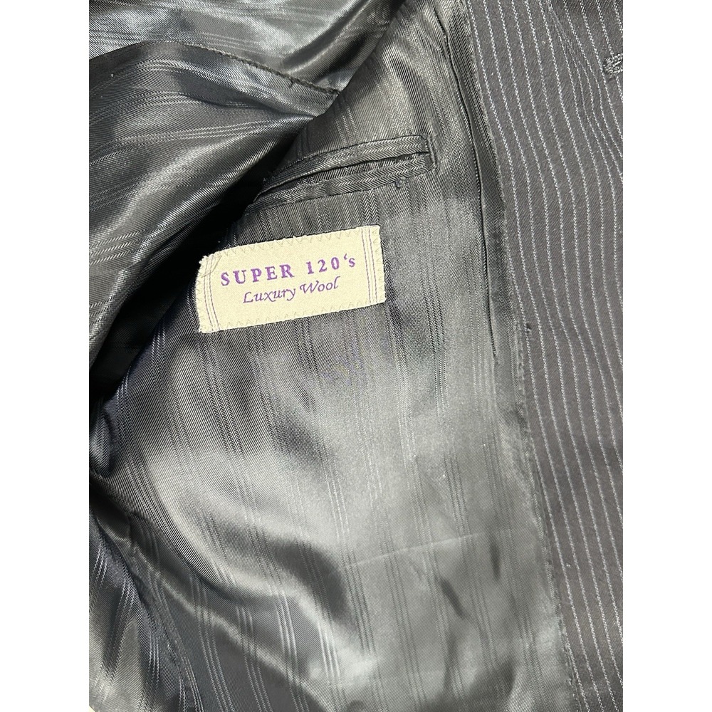 Roberto Villini Couture Vintage Blue Wool Pinstripe 3 Button Blazer And Pant 43R - Picture 7 of 16